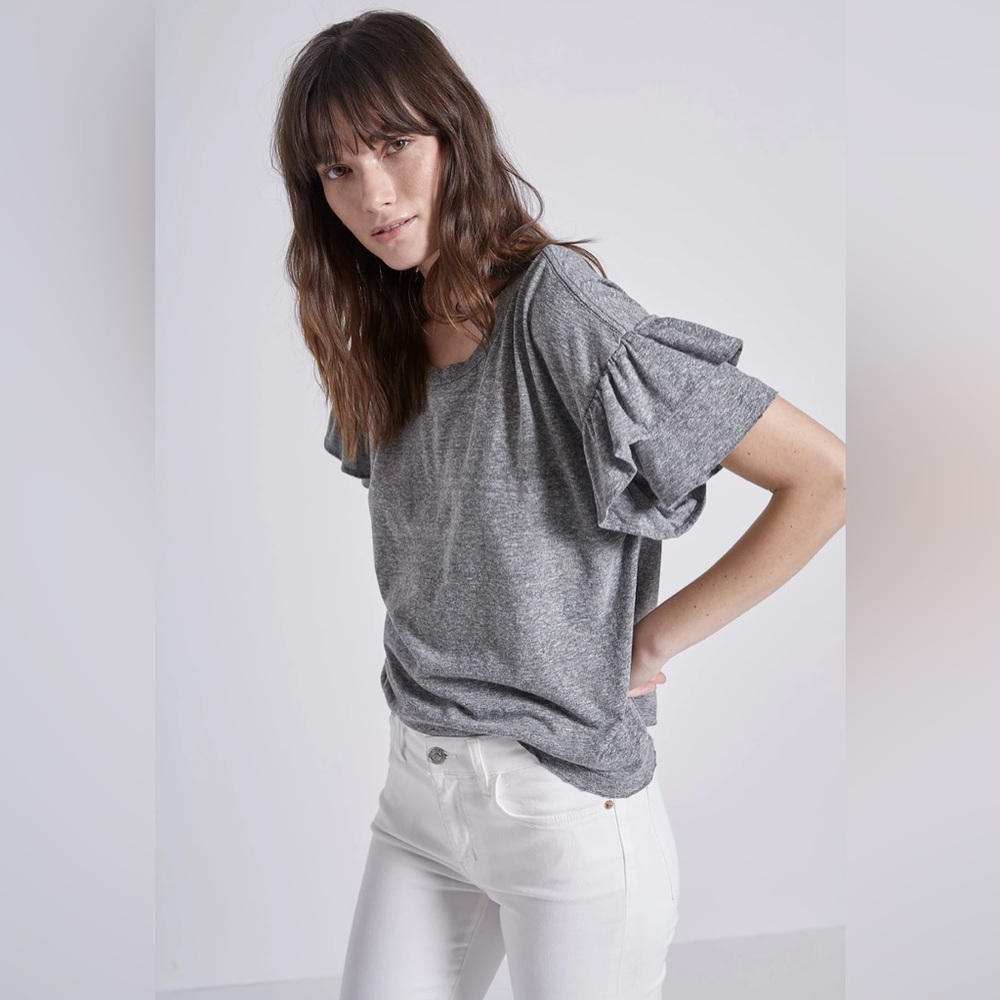 CURRENT/ELLIOT | Charcoal Ruffle The Roadie Tee